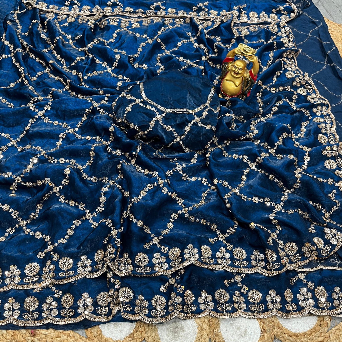 Luxe grand party beeds work velvet shine saree