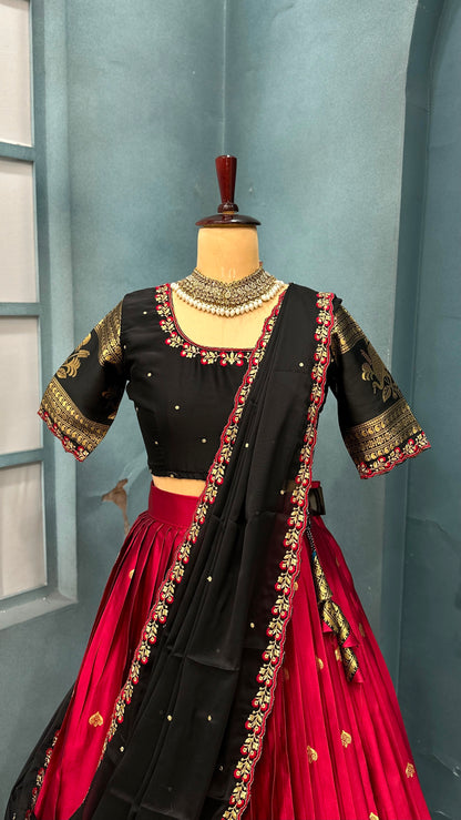 Kanjivaram sravanamasam Designer semiPattu Lehenags