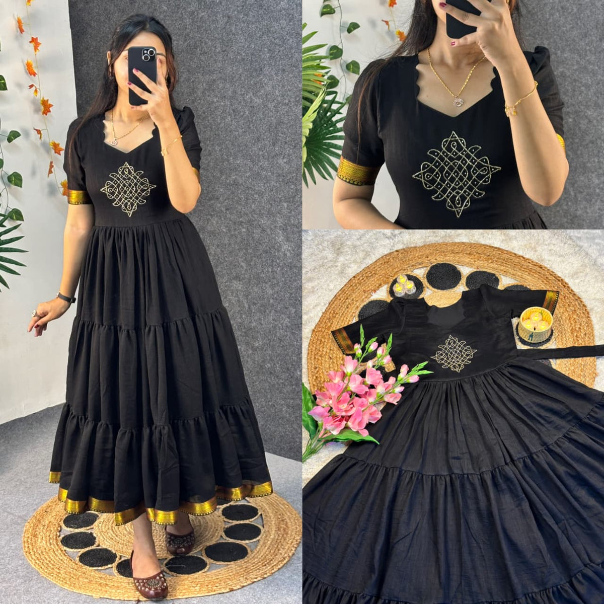 Café blooming vichitra silk gowns