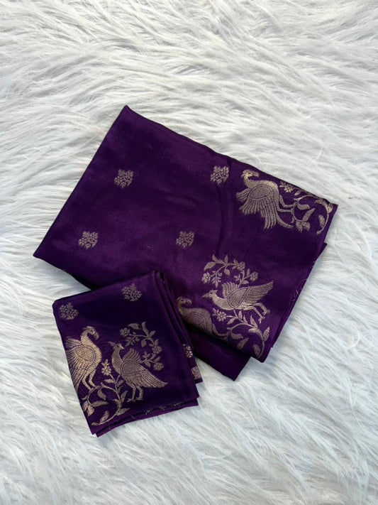 Pure viscose Russia bird figure trendy look saree