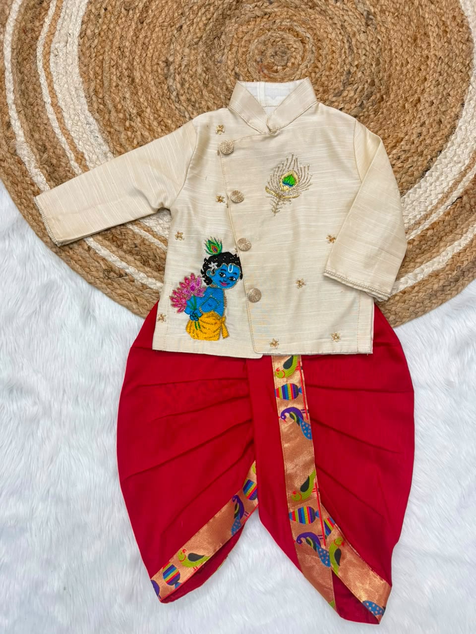 Premium Boy  Raw Silk Kurta with Dhoti Set