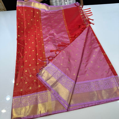 Classic Semi Vintage Saree Gadwal Checks