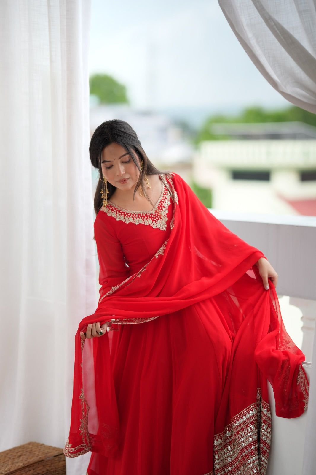 Georgette Anarkali beautiful Mirror Embroidery sequence gowns