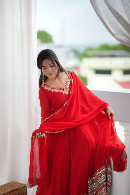 Georgette Anarkali beautiful Mirror Embroidery sequence gowns