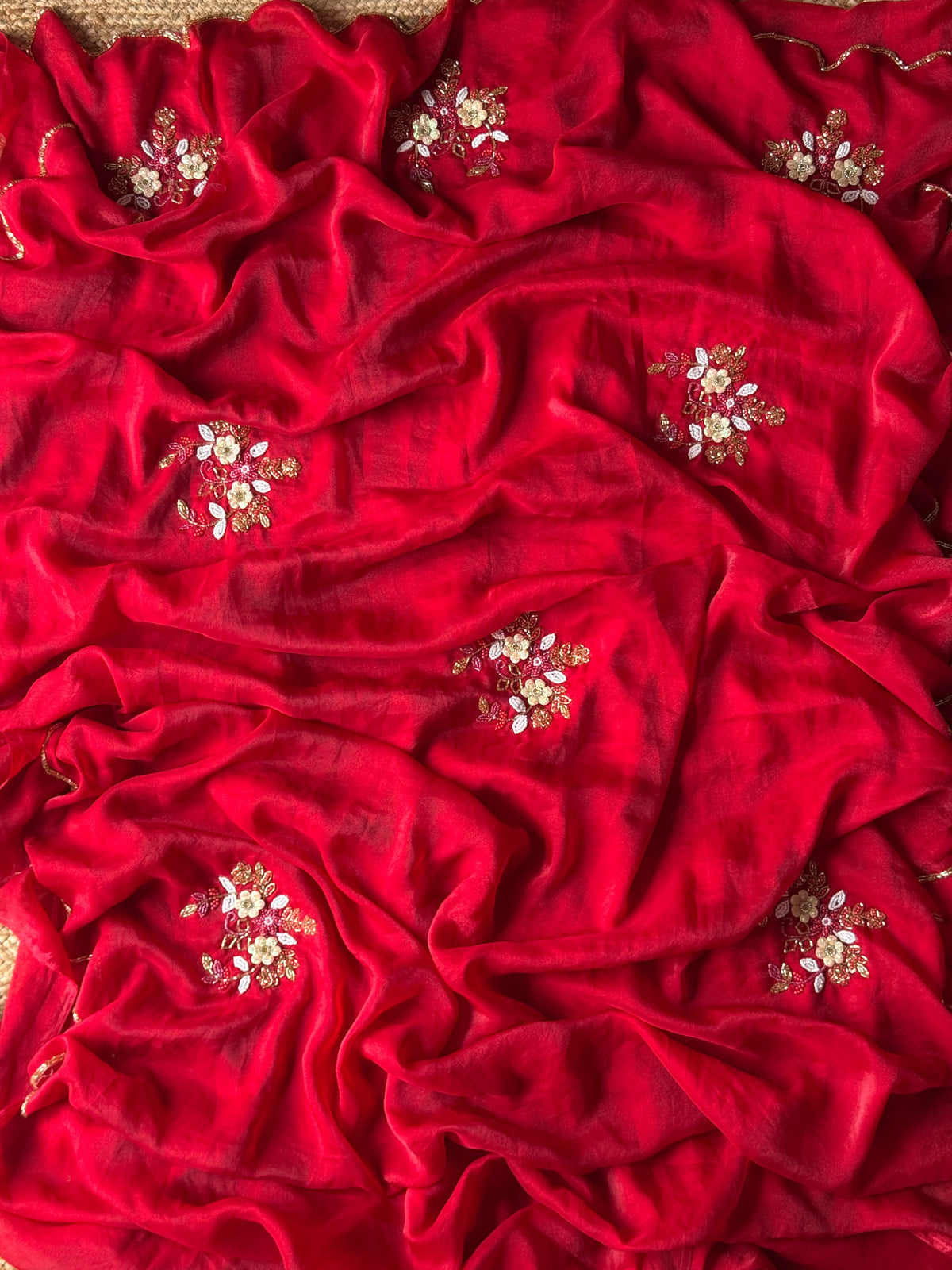 Sinderella handwork chiffon saree with stitched blouses