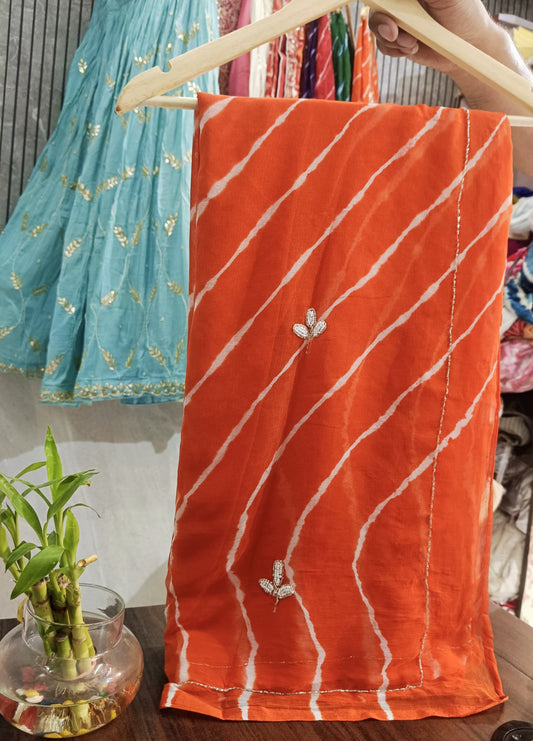 Trendy chiffon katdana lehriya sarees