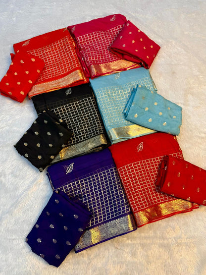 Viscose Georgette chitti pallu budget sarees
