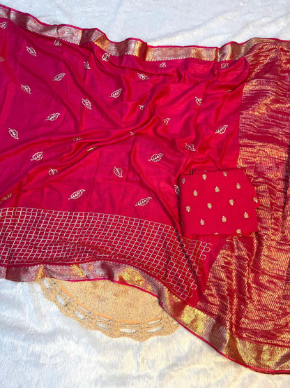 Viscose Georgette chitti pallu budget sarees