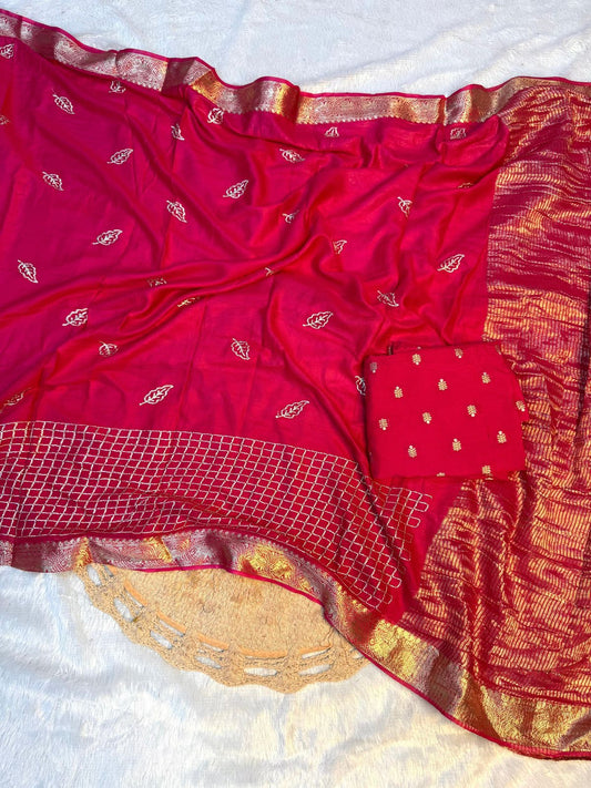Viscose Georgette chitti pallu budget sarees