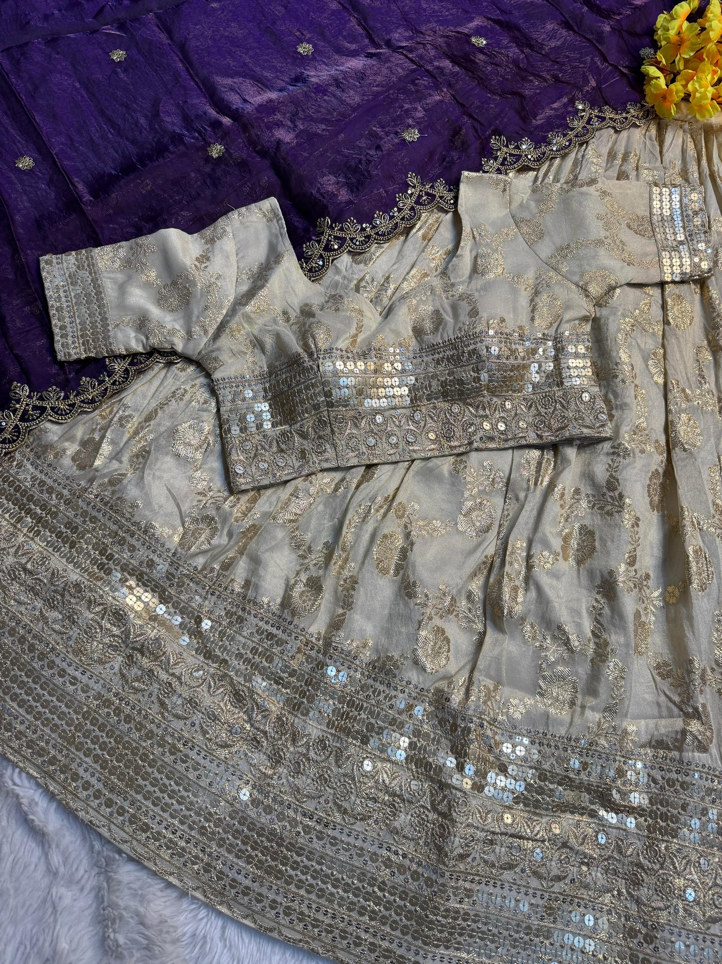 Simmer Silk séquence work Lehenga with stitched Blouse