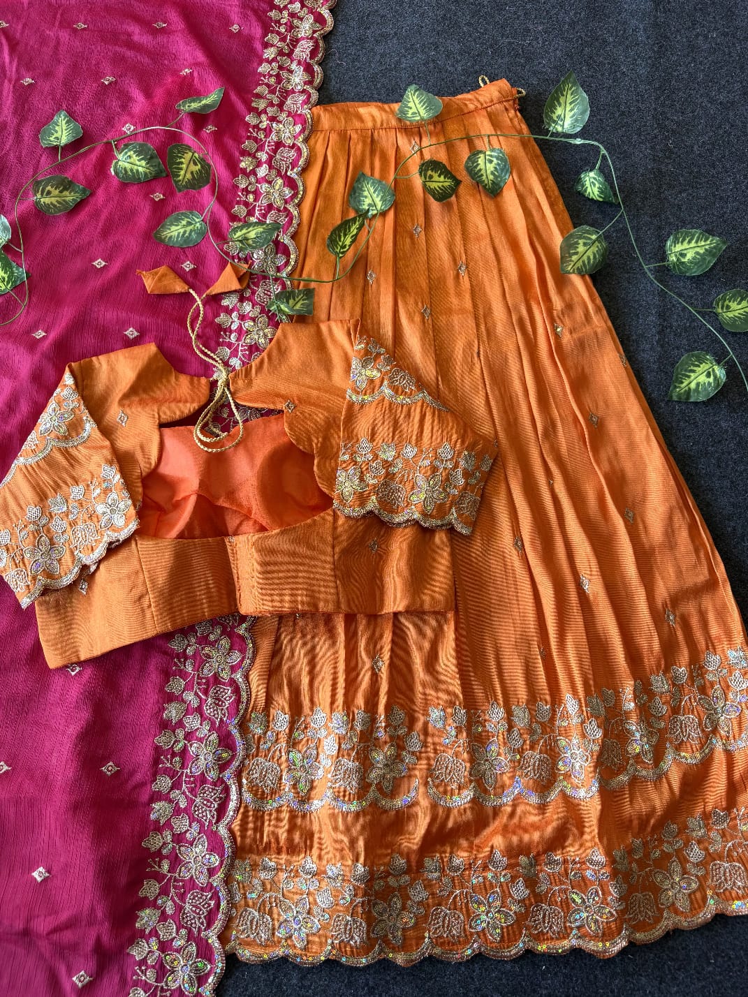 Bloom viscose tissue Designer lehenga