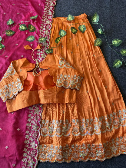 Bloom viscose tissue Designer lehenga