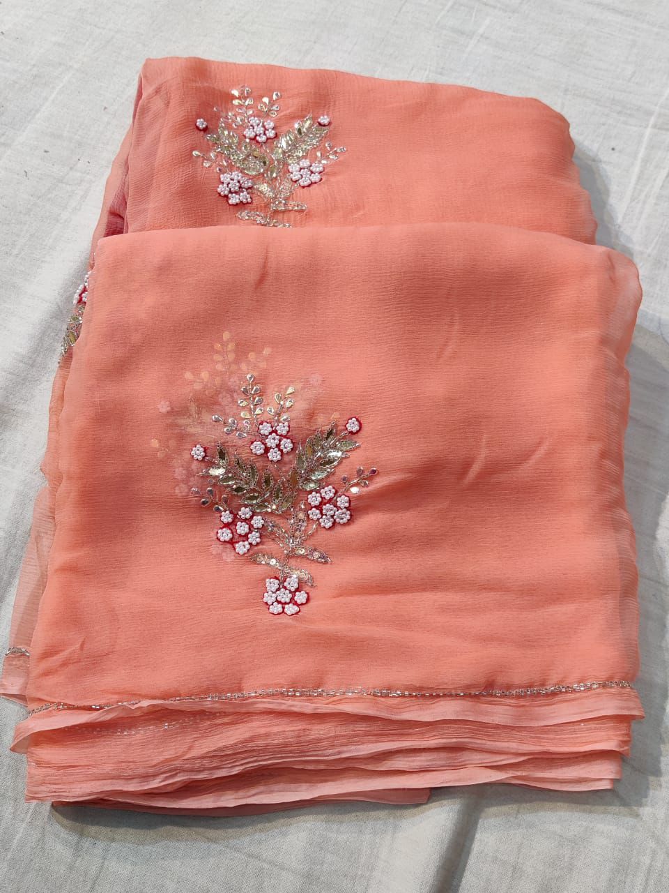 ELEGANT HANDWORK TRENDY CHIFFON SAREES