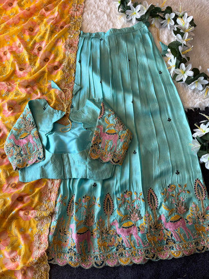 CAMLINE Designer  soft tissue Lehenga