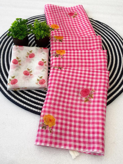 Soft linen Kalamkari budget sarees