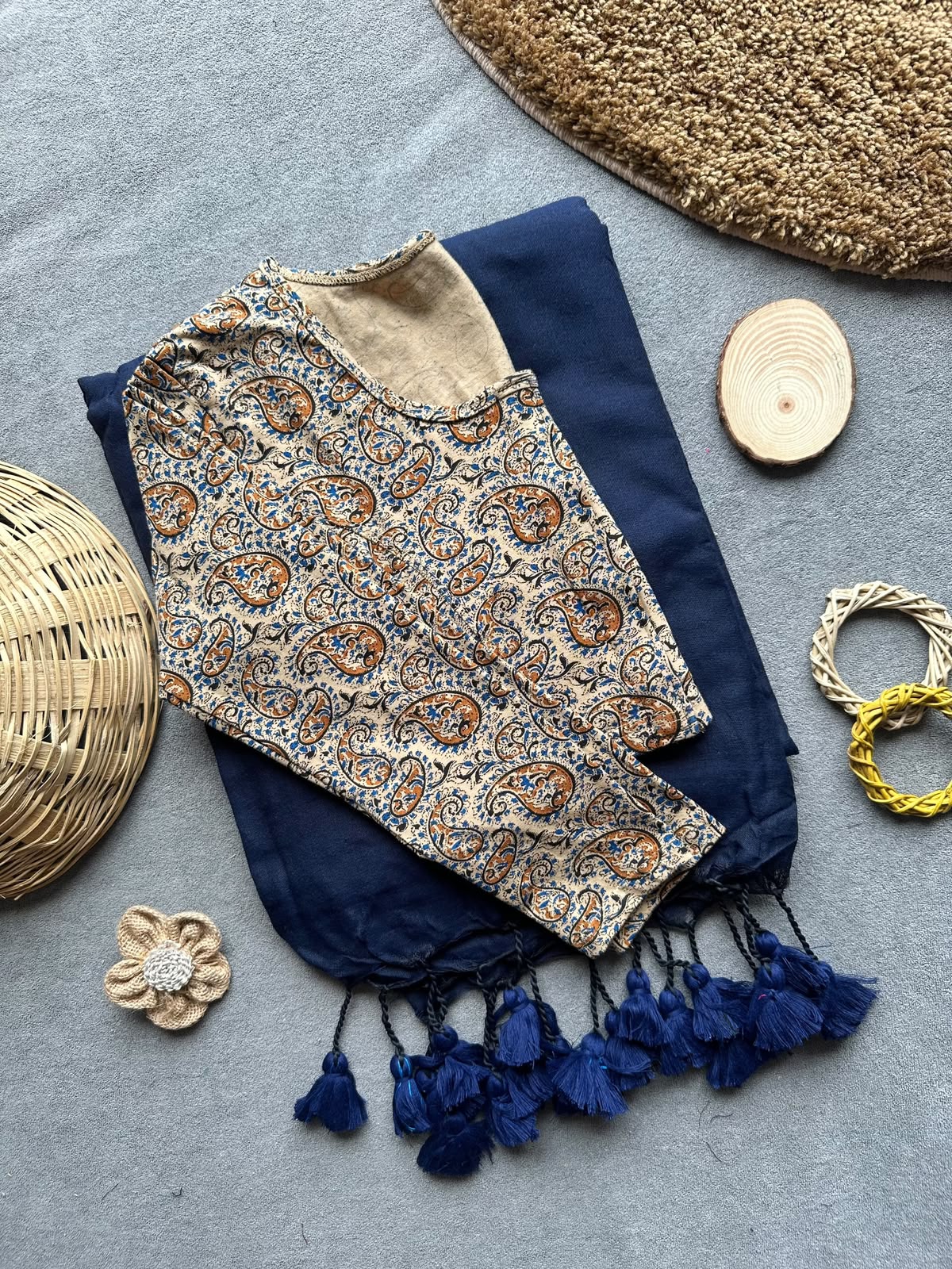 Khadi Streachable cotton stitched blouse
