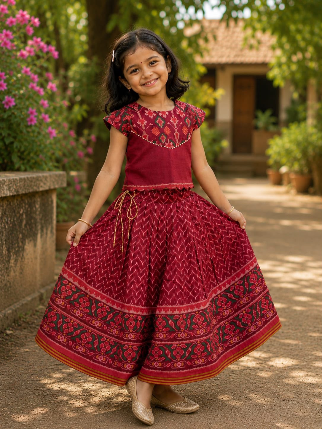 Patola silk blend cute kids skirts