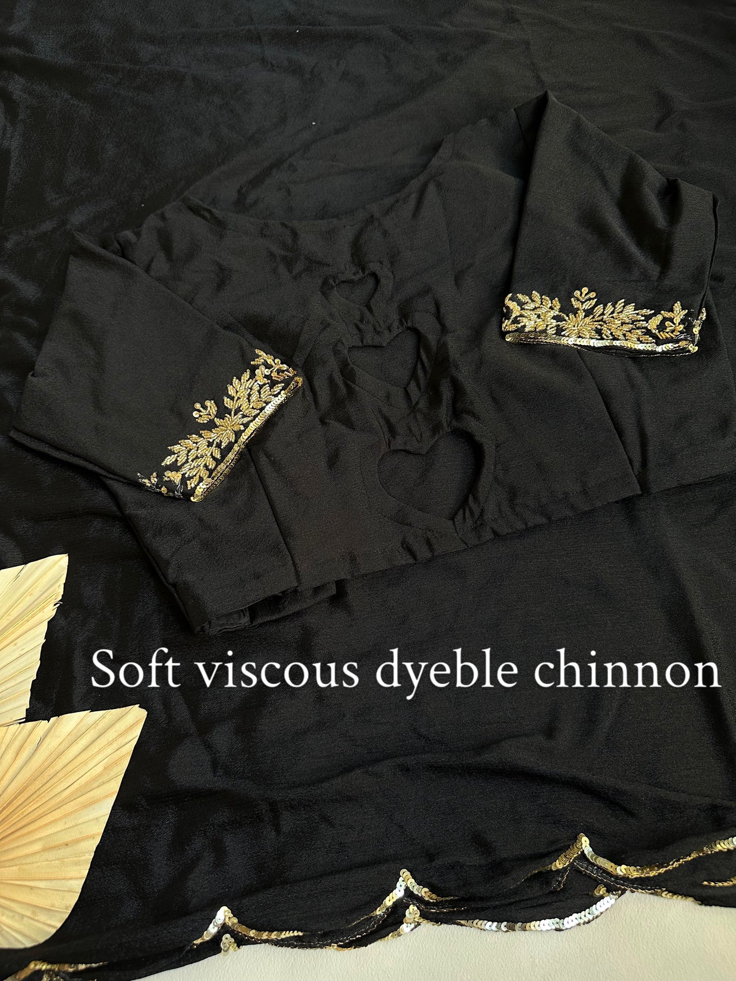 Viscose Chinon saree with stitched blouse