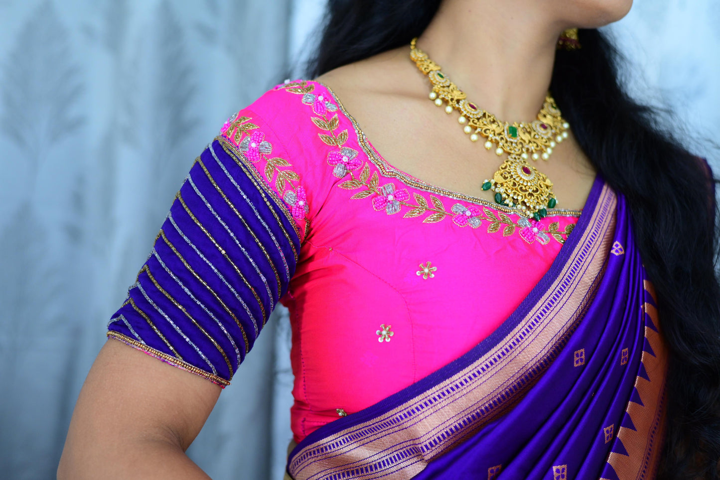 Pongal Special Paithani Lehenga with stitched Blouse -Maggam