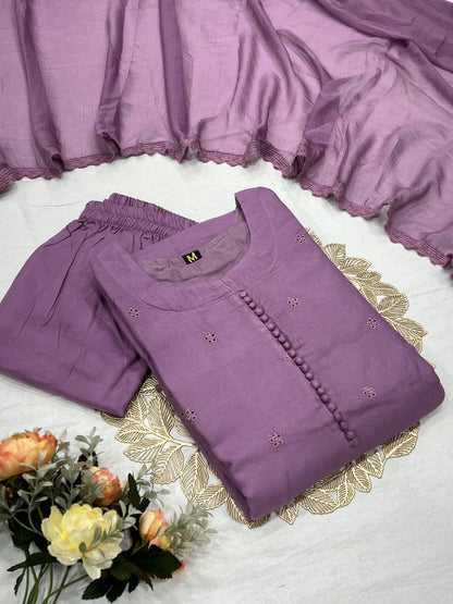 New Designers pastel colour Kurti Pant Dupatta Set