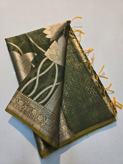 Banarasi mul cotton silk jaal pattern sarees