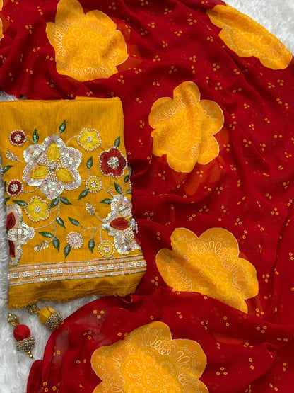 Budget Heritage Bandhej Saree with Handcrafted Elegance ✨