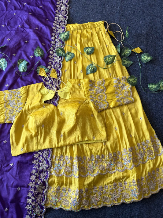 Bloom viscose tissue Designer lehenga