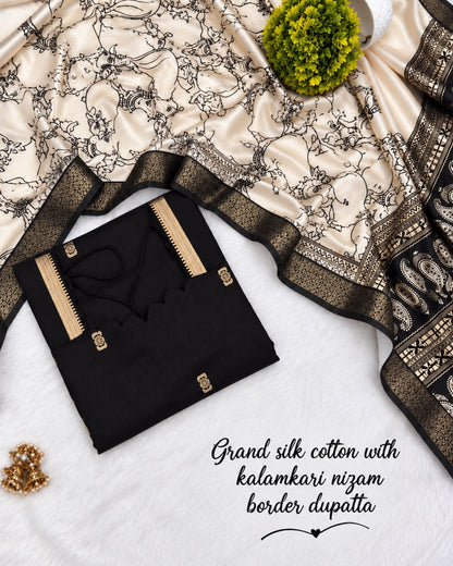 Mangalagiri Butta Silk cotton Top with Chennuri Silk Kalamkari Dupatta kurti sets