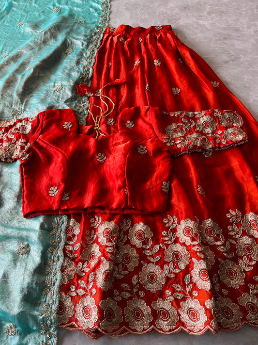 Space silk embroidery designer lehenga set