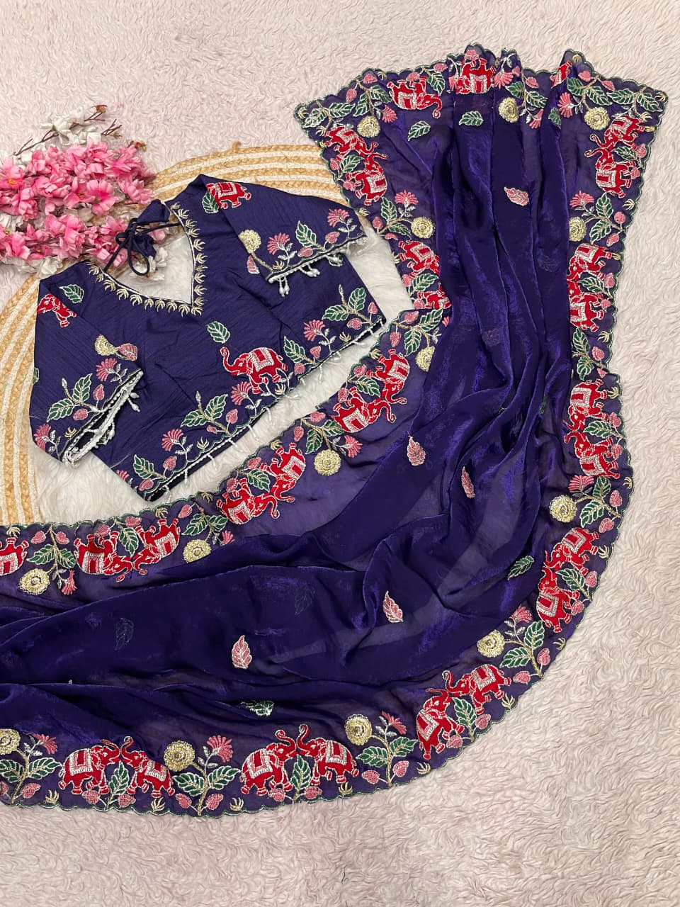 Soft fendy Saree with stitched Blouse