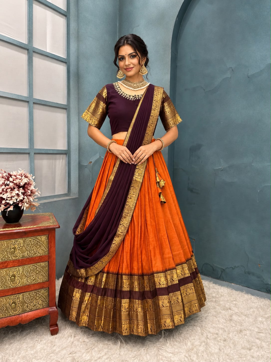 Kanjipuram Kollam Designer Sravanamasam lehenga