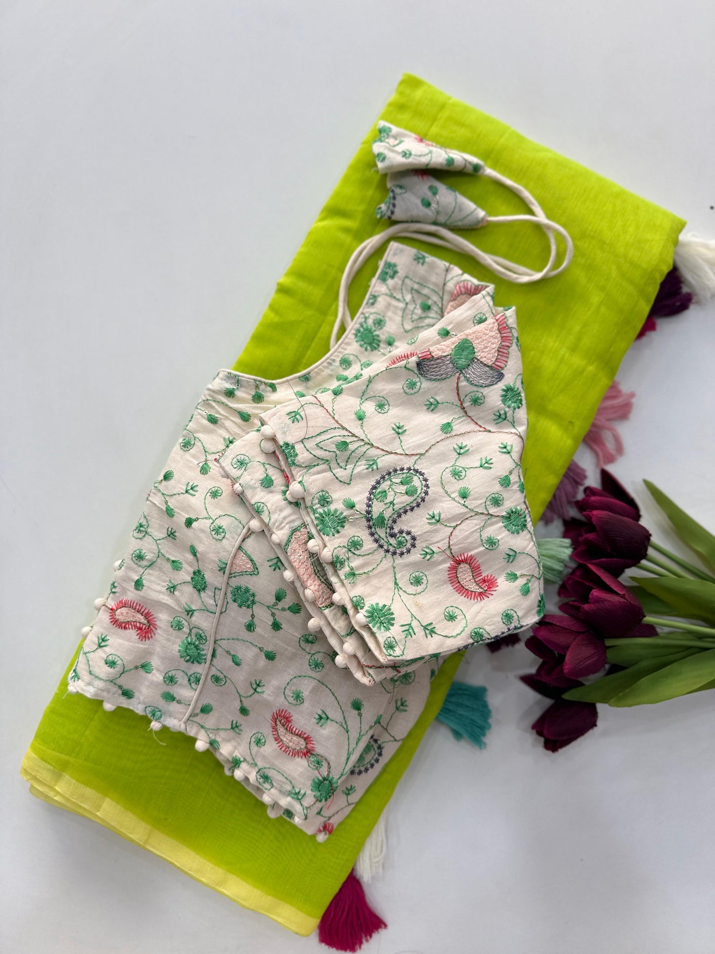 Khadi Cotton Saree with Desginer blouses Instagram best seller