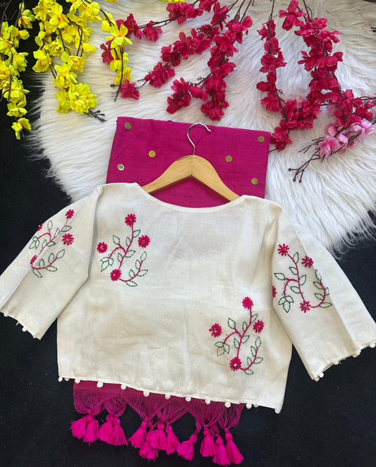 Khadi cotton saree with ginni work stitched blouse