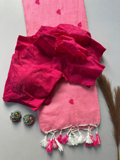 Heart ❤️ sarees with stitched blouse  for special days