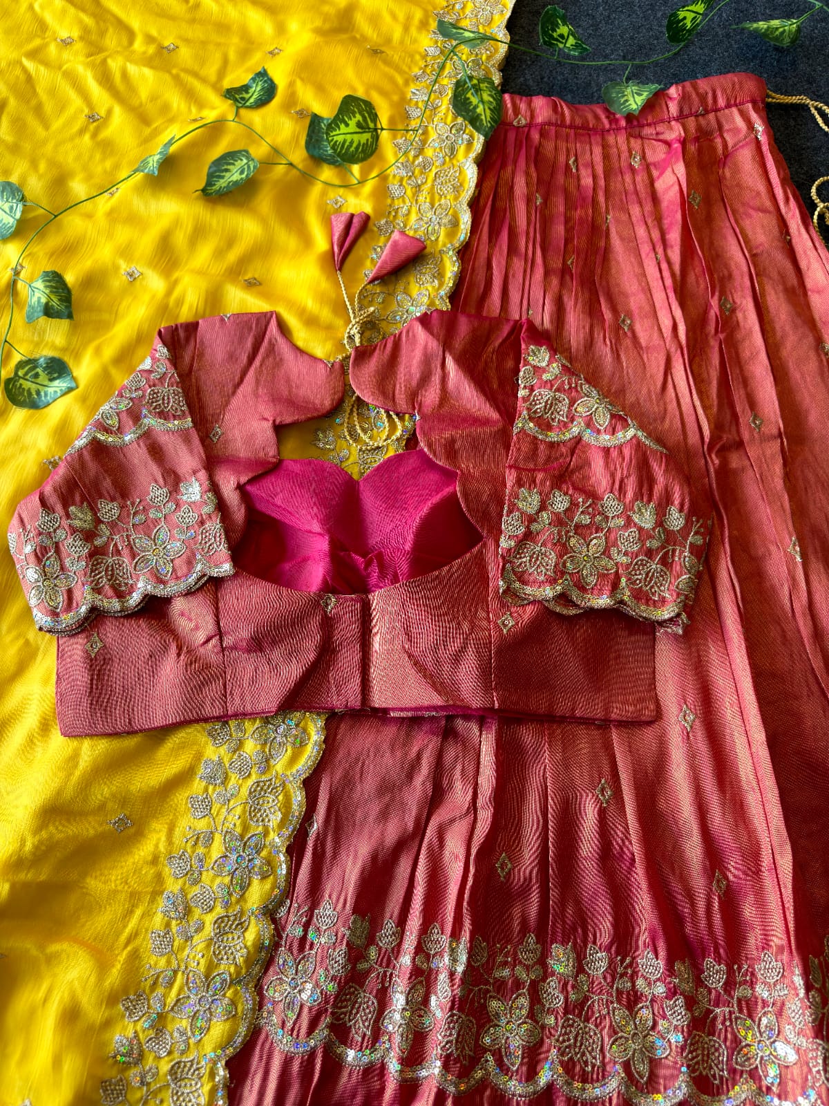 Bloom viscose tissue Designer lehenga