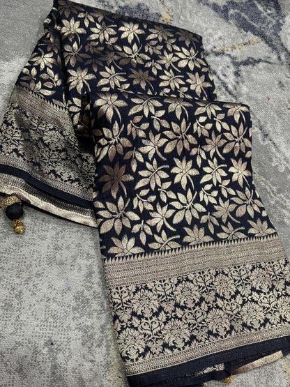Perfect for special occasions, this stunning saree blends traditional craftsmanship with modern elegance."