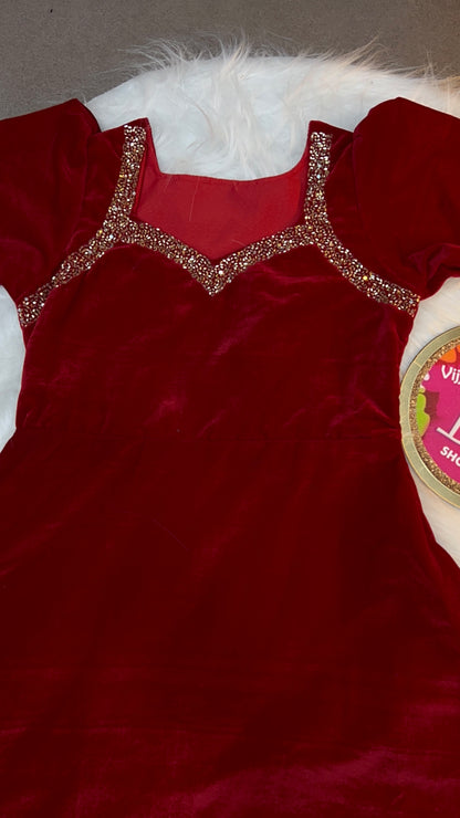 Velvet handwork cafe gowns