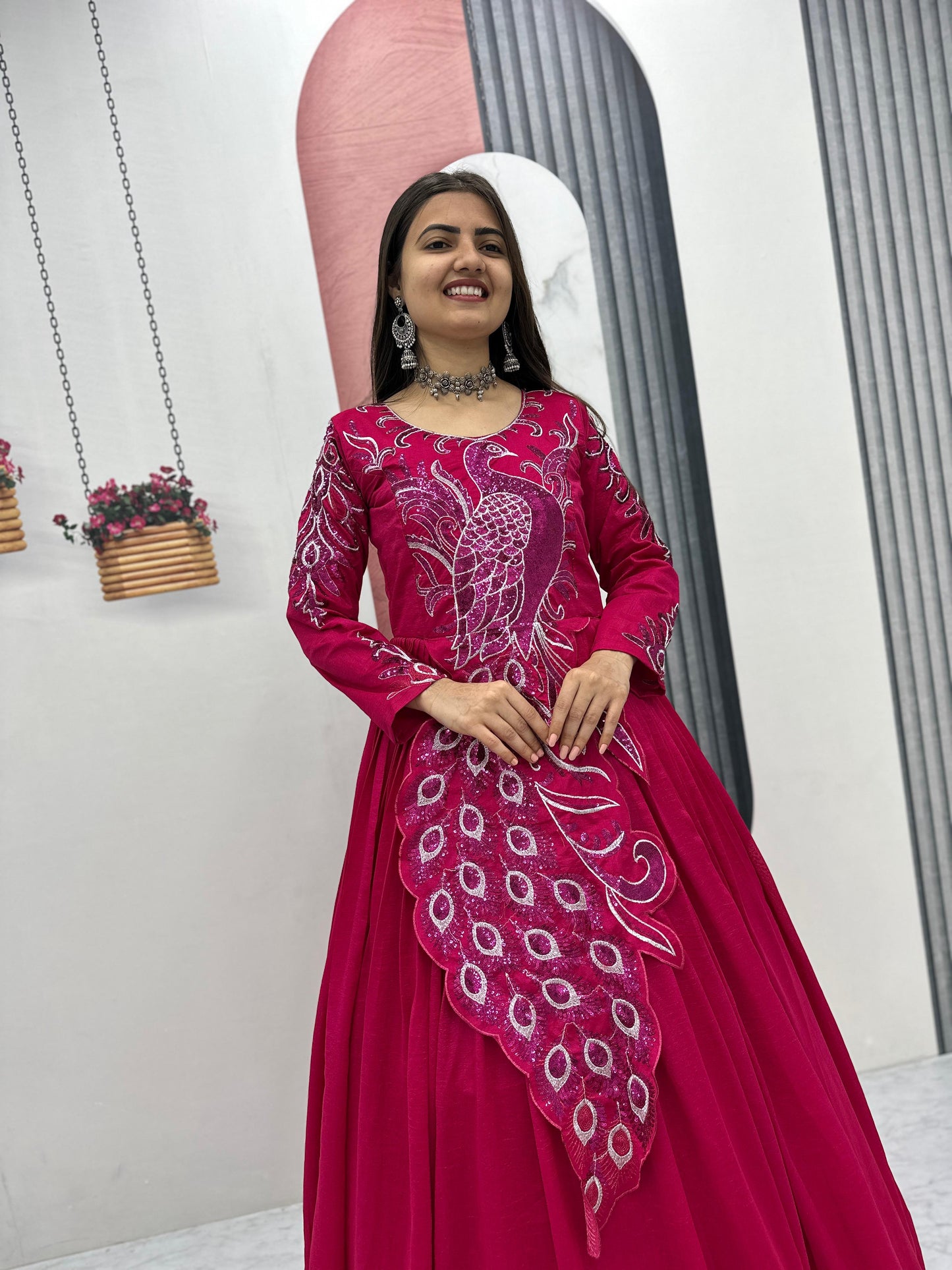 Big boss tanuja peacock long gown