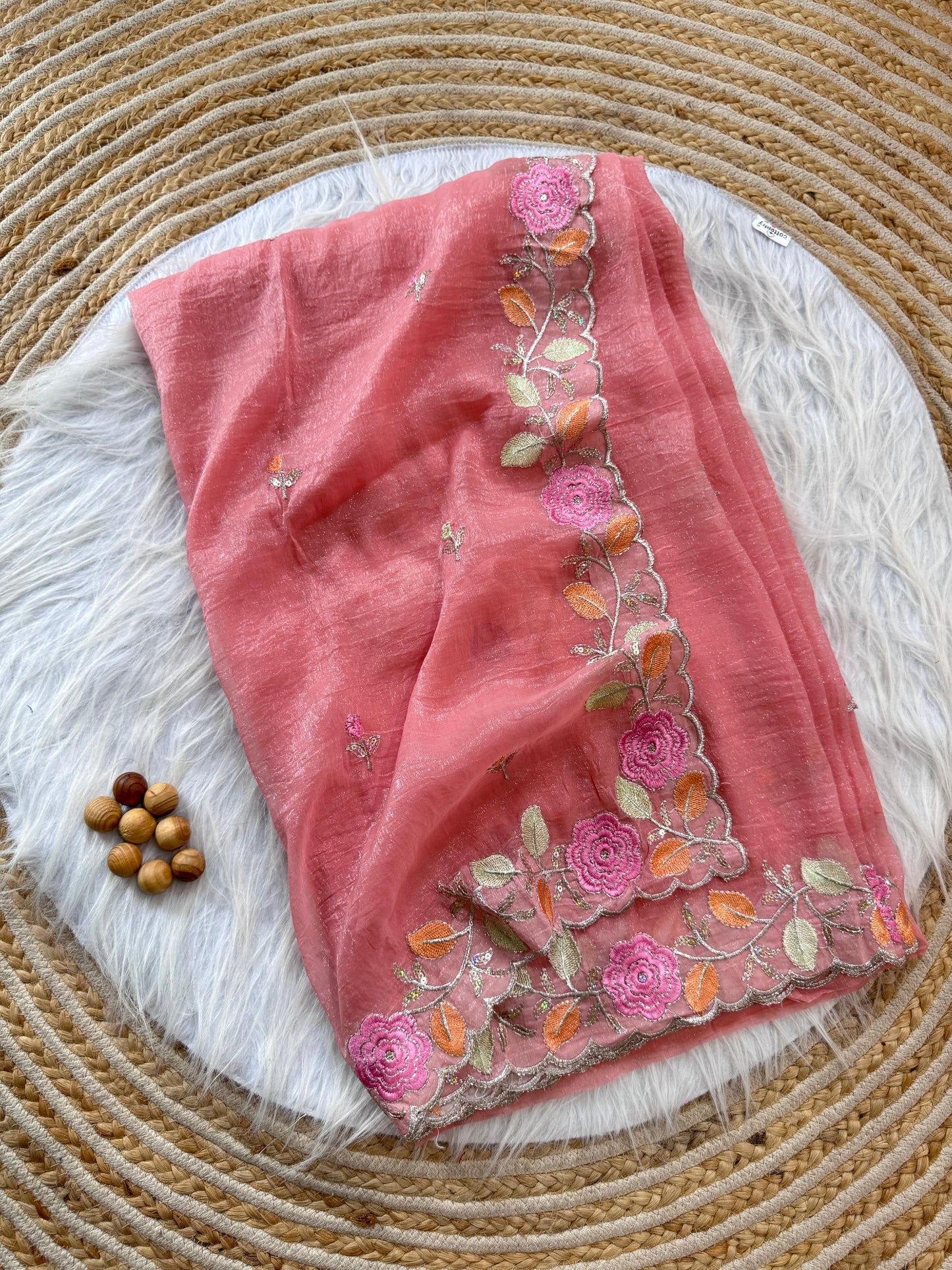 Chiffon floral Embroidery Crush budget sarees
