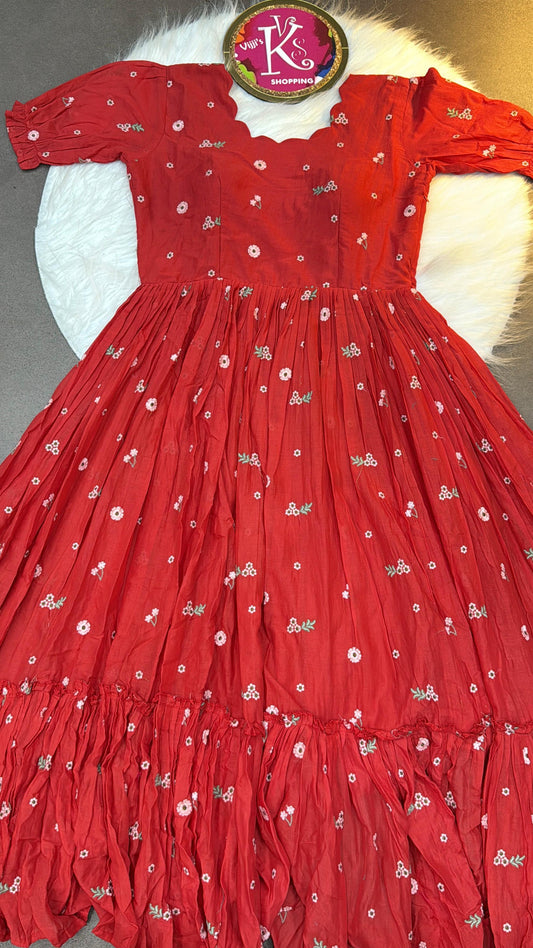 Pure mull Chanderi cotton cafe gowns