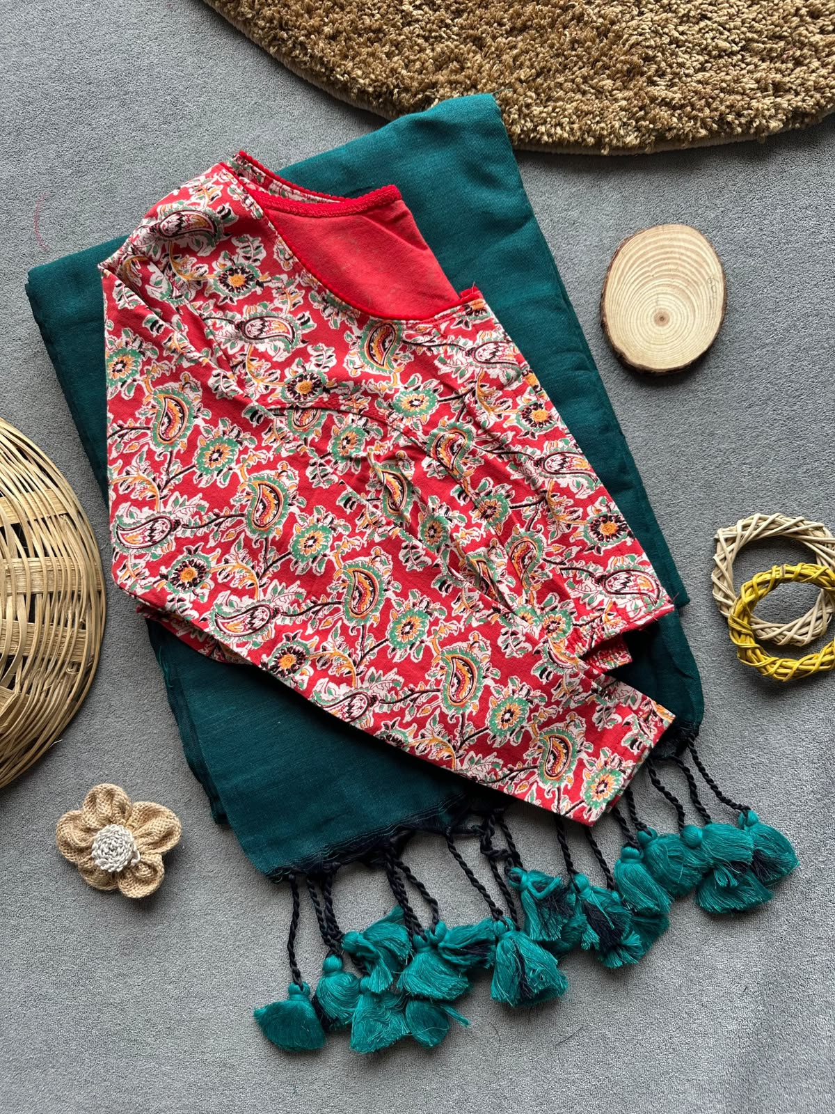 Khadi Streachable cotton stitched blouse