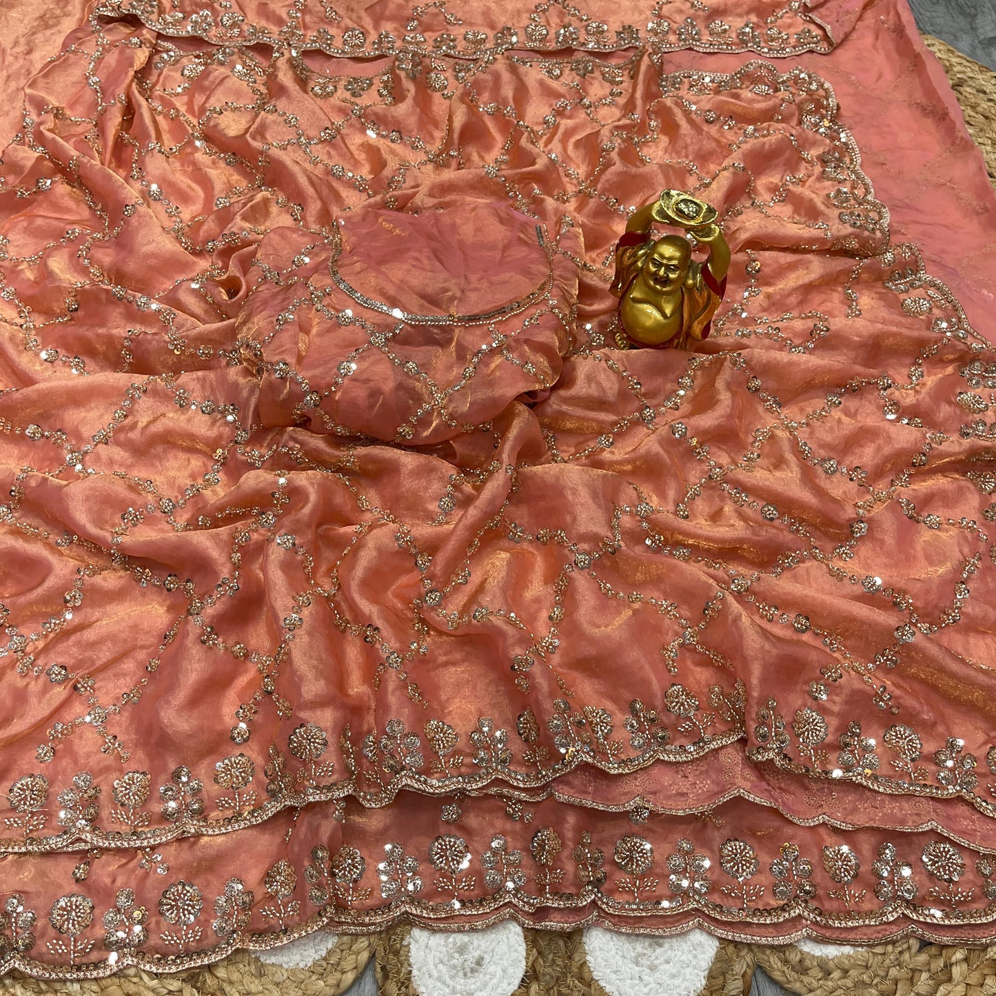 Luxe grand party beeds work velvet shine saree