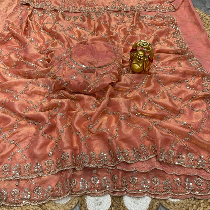 Luxe grand party beeds work velvet shine saree