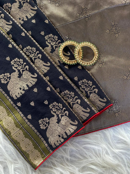 Semi  pattu Kanchipuram Dola silk weaving Sarees
