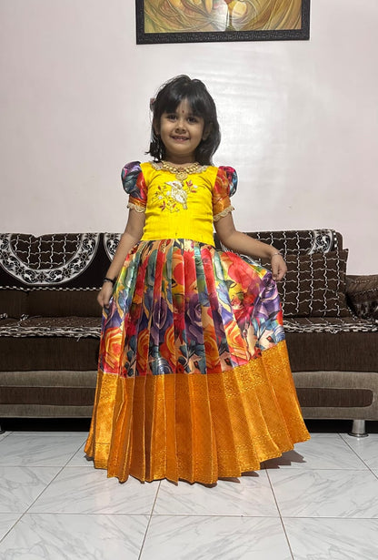 Kids Kanjivaram Silk Festive Gown