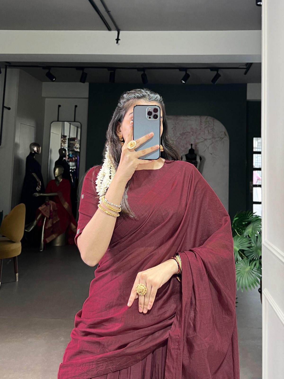 Chanderi cotton half saree Lehenga
