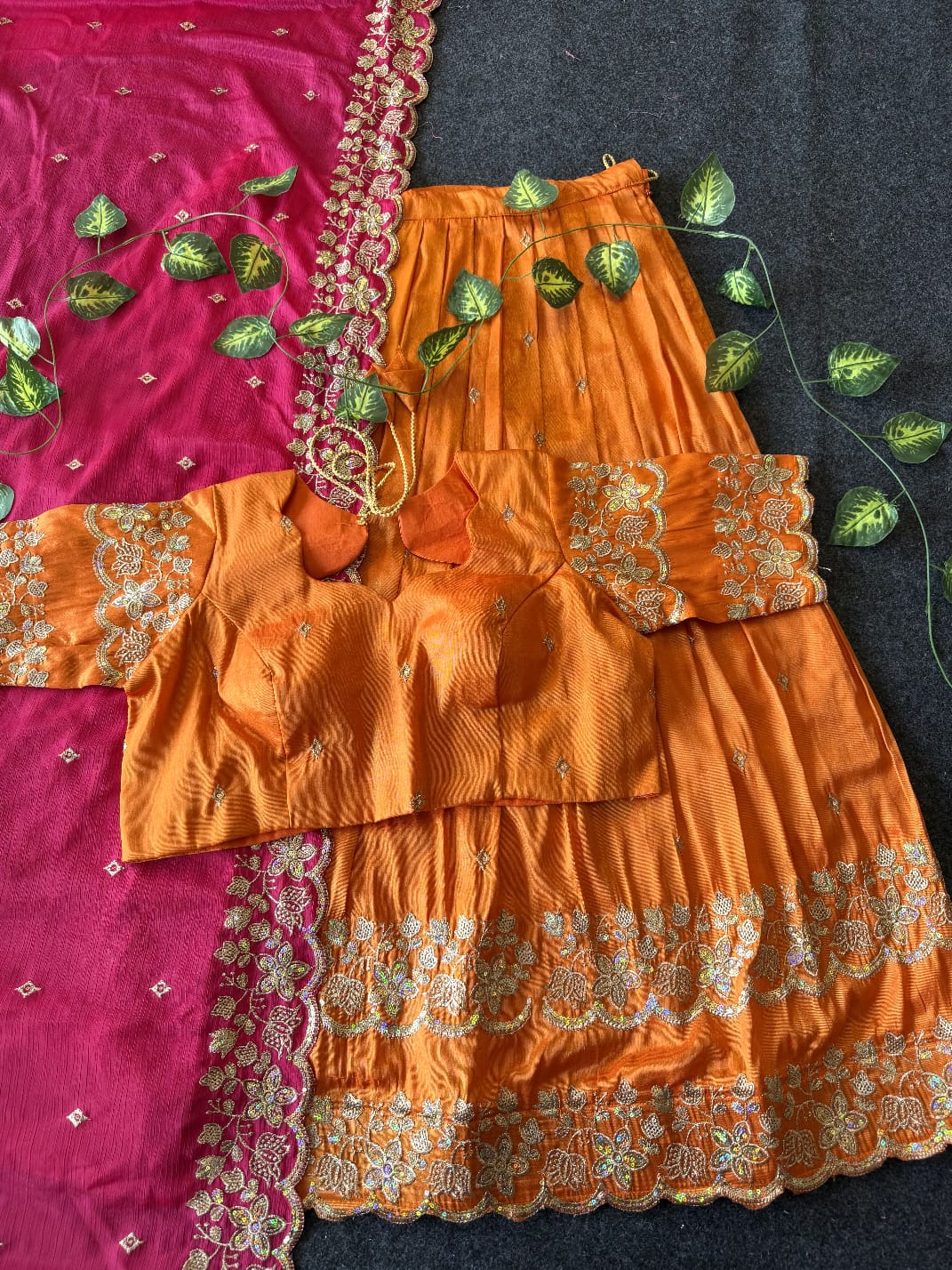Bloom viscose tissue Designer lehenga