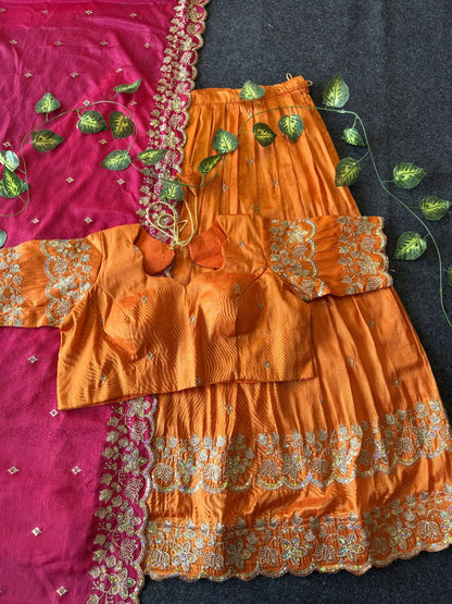 Bloom viscose tissue Designer lehenga