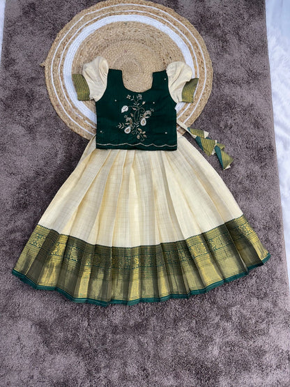Kids cute Sravanamasam special semi Pavada sets