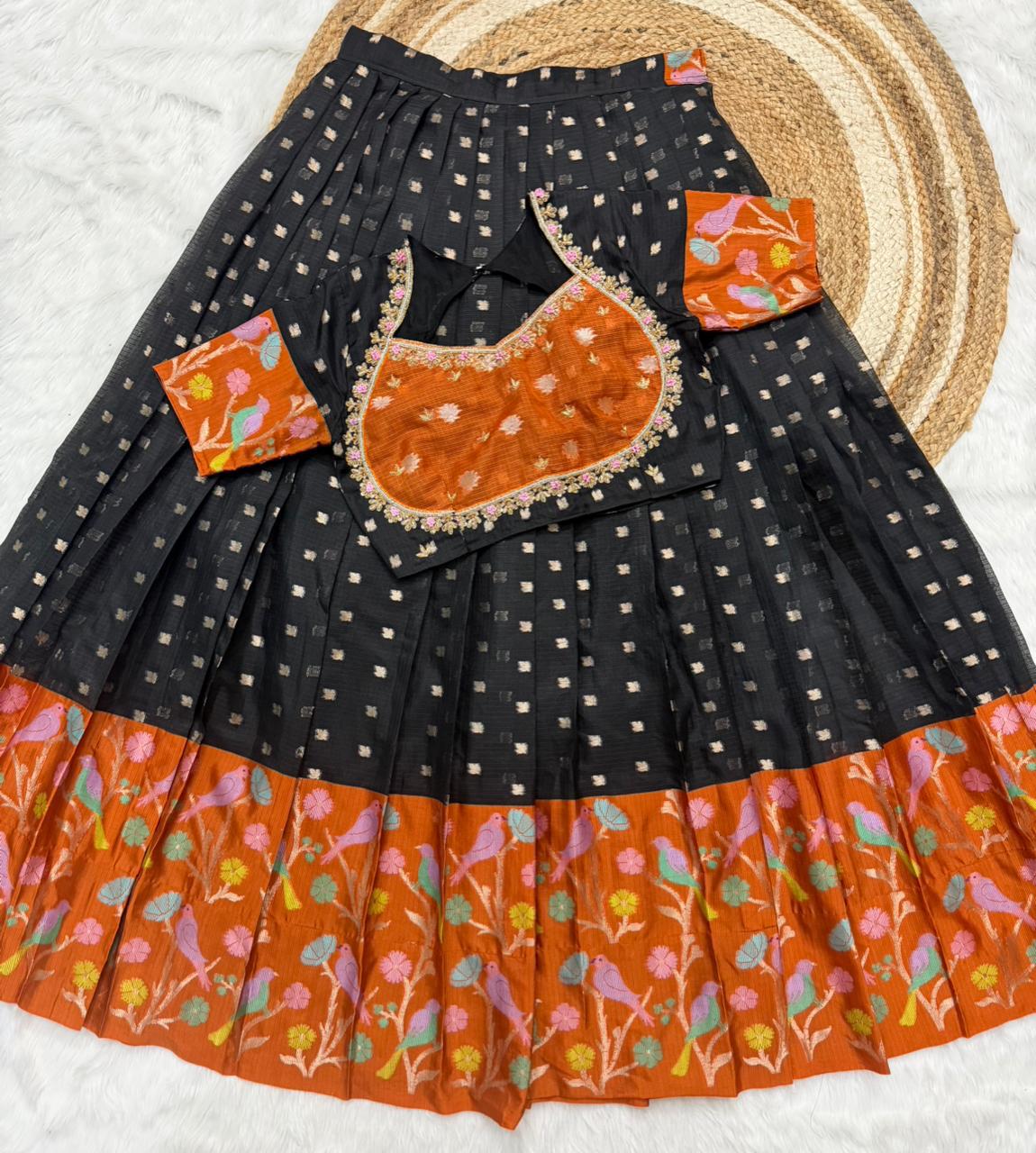 Family combo girl Kids cute lehenga  with  boy kurta set